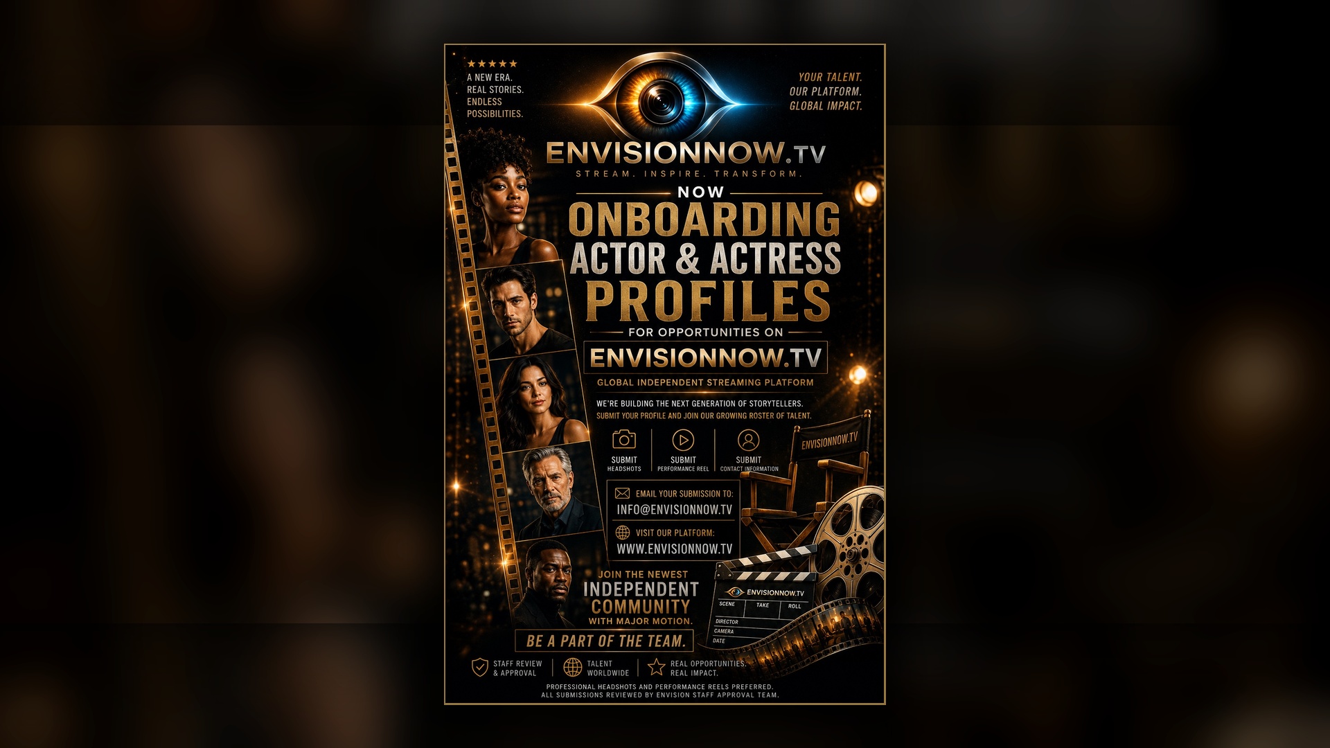 Actor and actress profile onboarding